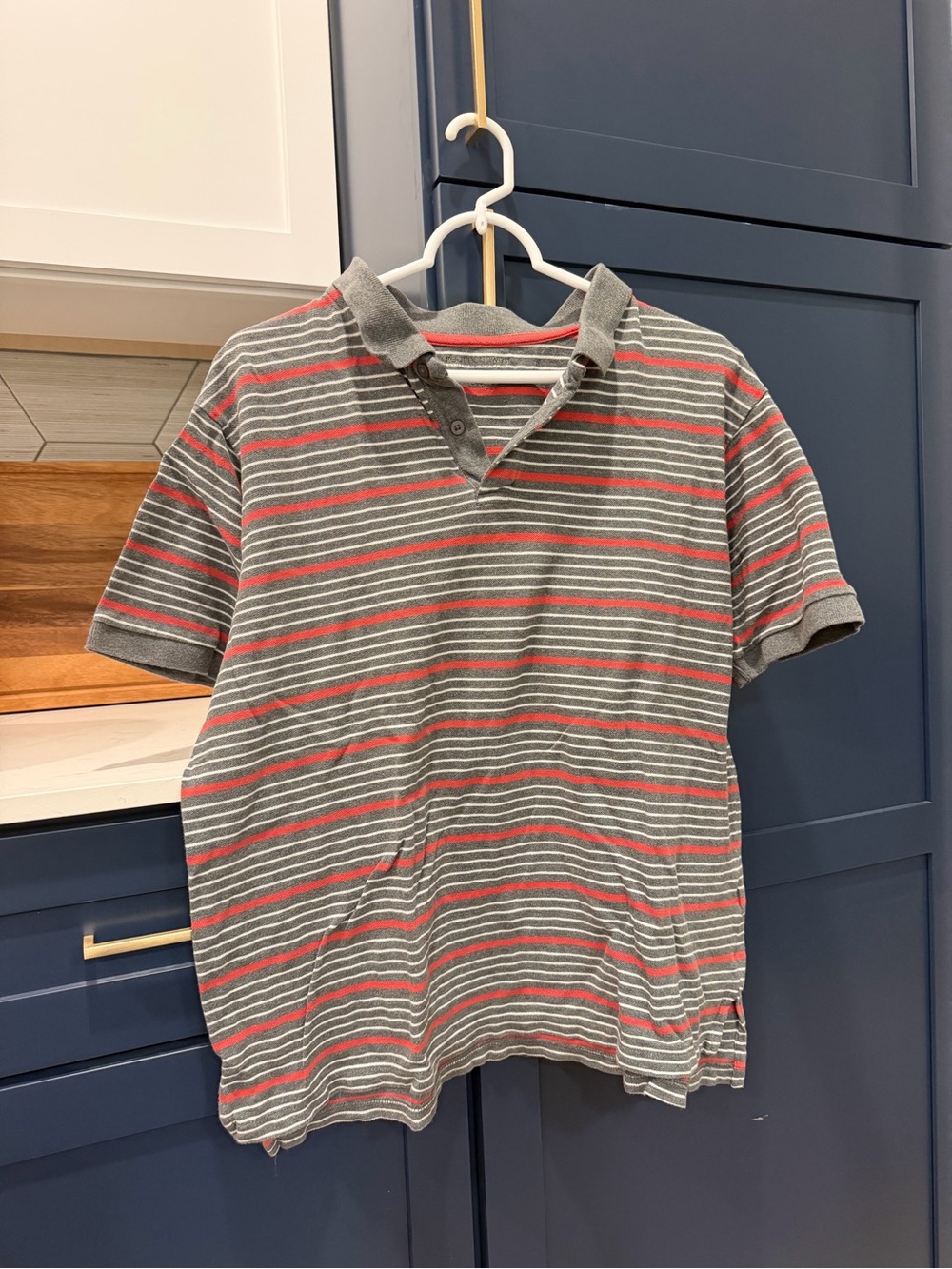 Size Large Great Northwest Clothing Company Men's Striped Polo - Gray & Red
